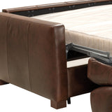 81" Brown Leather And Black Sleeper Sofa