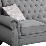 86" Gray And Black Sofa With Two Toss Pillows