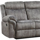 87" Gray And Black Velvet Reclining USB Sofa