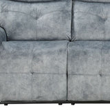 83" Gray And Black Velvet Reclining Sofa