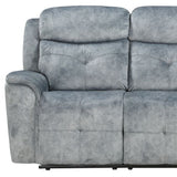 83" Gray And Black Velvet Reclining Sofa