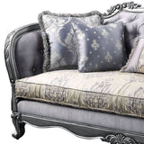 89" Fabric Imitation silk And Platinum Sofa With Five Toss Pillows