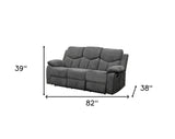 82" Gray And Black Chenille Reclining Sofa