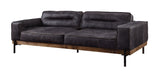 96" Antique Ebony Black Top Grain Leather Sofa