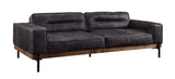 96" Antique Ebony Black Top Grain Leather Sofa