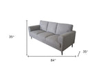 84" Light Gray Linen And Black Sofa