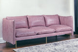 91" Wisteria Top Grain Leather And Black Sofa