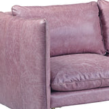 91" Wisteria Top Grain Leather And Black Sofa