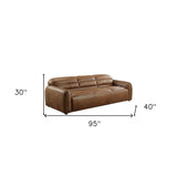 91" Wisteria Top Grain Leather And Black Sofa