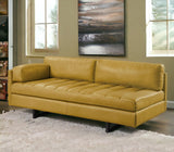 74" Turmeric Top Grain Leather And Black Sofa