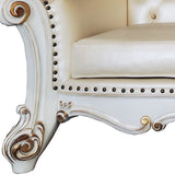 96" Champagne Faux Leather And Pearl Sofa With Five Toss Pillows