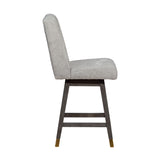 26" Mocha And Gray Solid Wood Swivel Bar Chair