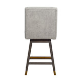 26" Mocha And Gray Solid Wood Swivel Bar Chair