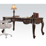 72" Dark Brown Wood Unique Executive Desk With Three Drawers