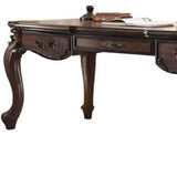 72" Dark Brown Wood Unique Executive Desk With Three Drawers