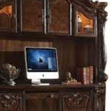 76" Dark Brown Wood Unique Credenza Desk With Four Cabinets Three Drawers