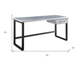 63" Silver and Black Aluminum Writing Desk