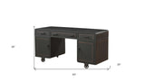 63" Silver and Black Aluminum Writing Desk