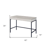 42" Natural and Black Writing Desk With Two Drawers