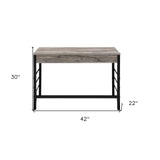 42" Natural and Black Writing Desk With Two Drawers