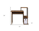 39" Brown and Black L Shape Writing Desk
