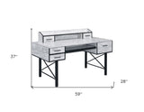 47" Black Computer Desk With Two Drawers