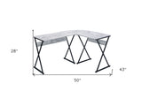 50" Brown and Black L Shape Writing Desk
