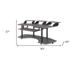 71" Natural and Black Unique Computer Desk