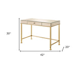 42" Clear Mirrored Writing Desk