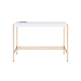 42" White and Gold Writing Desk