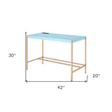 42" Navy Blue and Gold Writing Desk