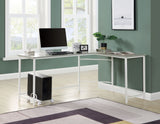 66" Gray and White L Shape Computer Desk