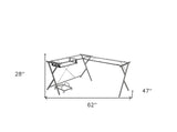62" Black Glass L Shape Computer Desk