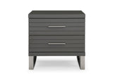 23" Silver and Gray Two Drawer Nightstand