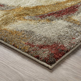 3' x 5' Brick Ivory And Gold Abstract Geometric Area Rug