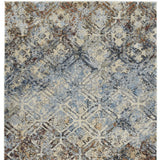 5' X 8' Brown Light Blue And Gray Distressed Diamond Area Rug