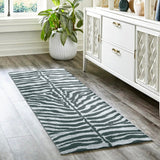 2' X 3' Grey Zebra Print Shag Handmade Non Skid Area Rug