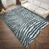 2' X 8' Grey Zebra Print Shag Handmade Non Skid Runner Rug