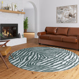 8' X 10' Grey Zebra Print Shag Handmade Non Skid Area Rug