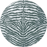 8' X 8' Grey Round Zebra Print Shag Handmade Non Skid Area Rug