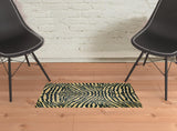 2' X 3' Black and Gold Animal Print Shag Handmade Non Skid Area Rug