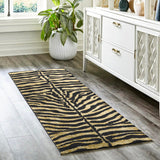 2' X 3' Black and Gold Animal Print Shag Handmade Non Skid Area Rug