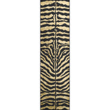 3' X 8' Black and Gold Animal Print Shag Handmade Non Skid Runner Rug
