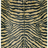 8' X 10' Black and Gold Animal Print Shag Handmade Non Skid Area Rug
