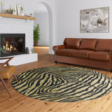 8' X 10' Black and Gold Animal Print Shag Handmade Non Skid Area Rug