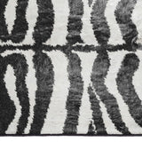 2' X 3' Black and White Zebra Print Shag Handmade Non Skid Area Rug