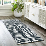 2' X 3' Black and White Zebra Print Shag Handmade Non Skid Area Rug