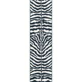 3' X 8' Black and White Zebra Print Shag Handmade Non Skid Runner Rug