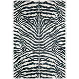 3' X 5' Black and White Zebra Print Shag Handmade Non Skid Area Rug