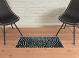 2' X 3' Black and Gray Zebra Print Shag Handmade Non Skid Area Rug